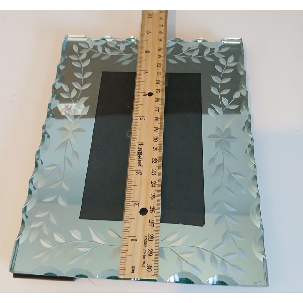 VTG Italian Venetian Style MIRROR ETCHED 4x6 Photo Picture Frame 9" x 7" frame - Picture 13 of 15